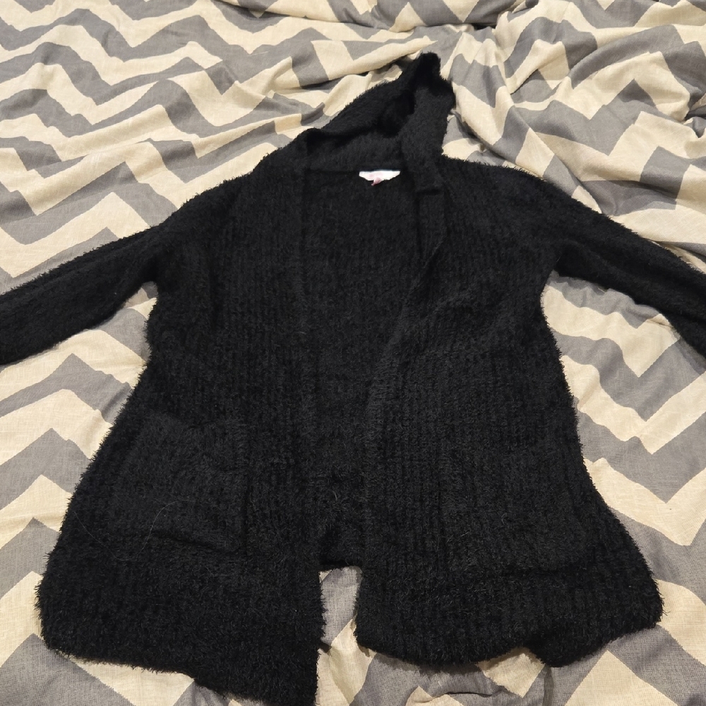 No Boundaries Black Fuzzy Cardigan
